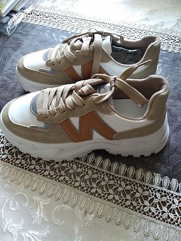 idman şort: Unisex idman ayaqqabısı - Rəng: bej, ağ, qəhvəyi və boz detallı — 3