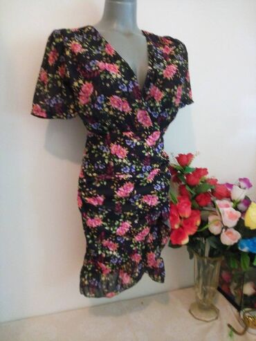 cvetne letnje haljine: S (EU 36), color - Multicolored, Other style, Short sleeves