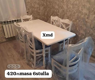 masaustu dest: Ağ rəngli yemək otağı dəstləri Variantlar: - Düzbucaqlı masa + 4 stul — 2