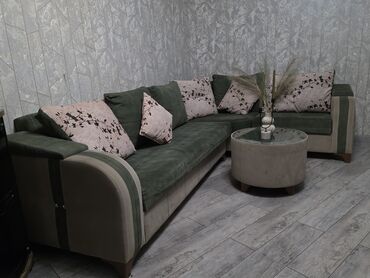 stol stul metbex ucun: Məhsul: L formalı yumşaq künc divan və dairəvi jurnal masası dəsti -