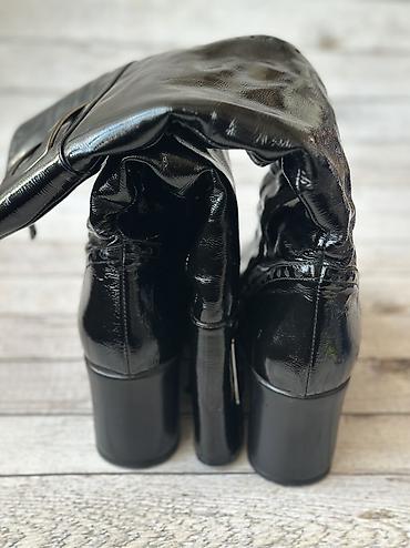 кожа батинка: Сапоги зимние, Италия, б/у, лак, в отличном состоянии, мех натуральная — 4
