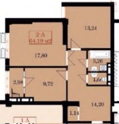 объявление продам квартиру: 2 бөлмө, 64 кв. м, Элитка, 9 кабат, ПСО (өзү оңдоп түзөтүп бүтүү үчүн)