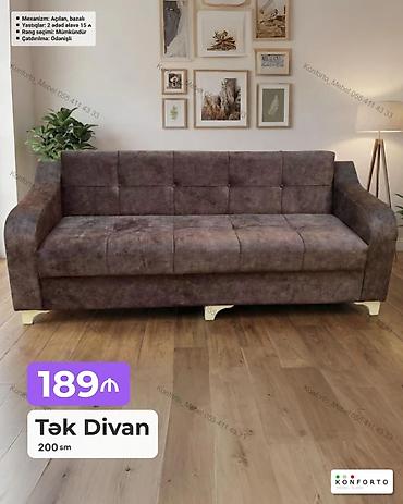 tek divan: Tək divan – 200 sm - Mexanizm: Açılan, bazalı (yataq funksiyalı, alt — 1