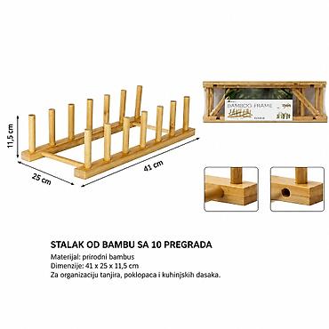 KMT bambus stalak sa šest pregrada 2407341 Praktičan stalak od
