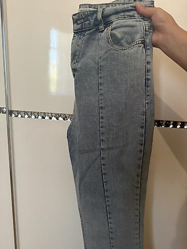 zara cins: ZARA qadın cins şalvarı - Rəng: açıq-boz/stone-wash denim - Yüksək — 4