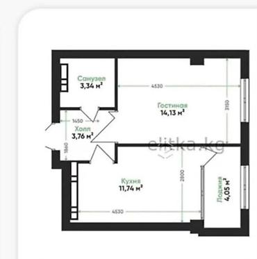 1 комната, 37 м², Тунгуч мкр Элитка, 3 этаж, ПСО (под самоотделку)