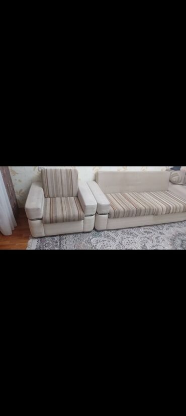 мебель альянс: Прямой диван, цвет - Бежевый, Б/у