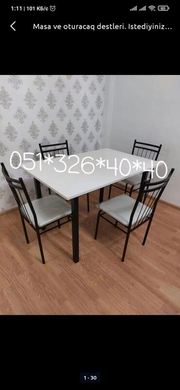 Masa və oturacaq dəstləri: Qonaq otağı üçün, Yeni, Dördbucaq masa, 4 stul -da lalafo.az — 28 Masa və oturacaq dəstləri: Qonaq otağı üçün, Yeni, Dördbucaq masa, 4 stul — 28
