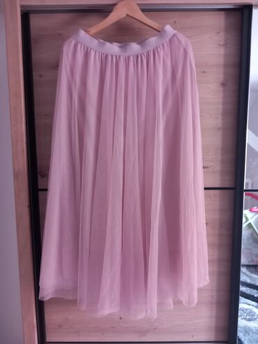 zvonasta suknja: XL (EU 42), 2XL (EU 44), Midi, color - Pink