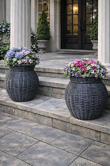 Горшки для растений: Кашпо из искусственного ротанга. Ручная работа. Эксклюзив. Объем 10л — 3