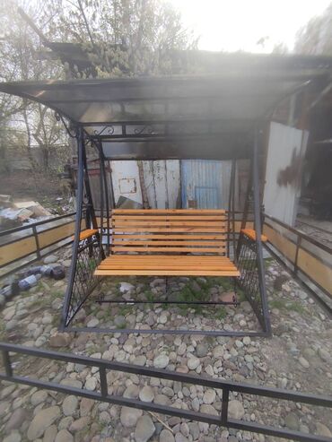 Садовые качели: Садовые качели Металл, Со спинкой, С крышей — 15