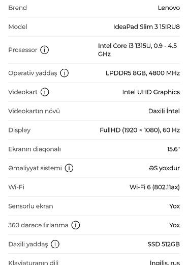 kredit notebook: Yeni Lenovo Flex, 15.6 ", Intel Core i3, 512 GB, Pulsuz çatdırılma — 5