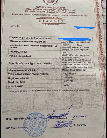 Torpaq sahələrinin satışı: 2 sot, Kənd təsərrüfatı, Mülkiyyətçi, Kupça (Çıxarış) — 18