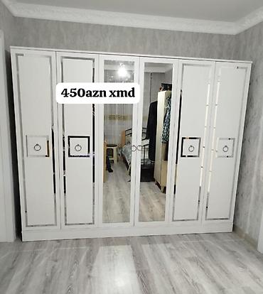 divar skafi: Yeni, 6 qapı, Güzgülü, Ağ, Açılan, Düz dolab — 1