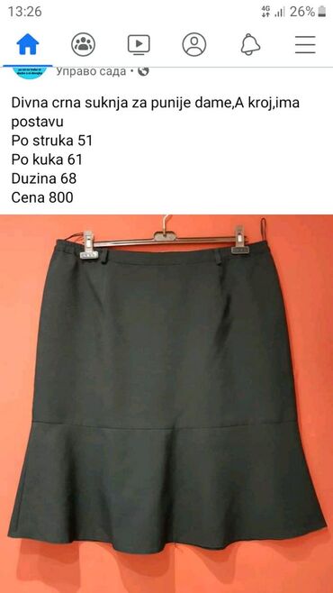 suknja i top: 4XL (EU 48), color - Black