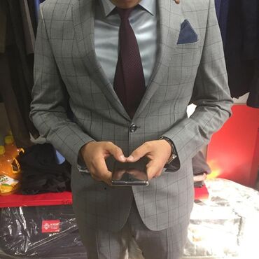 хороший мужской костюм: Эркектердин костюму, 2XL, Жаңы, түсү - Боз, Өзү алып кетүү