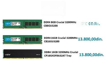 RAM Memorije: Crucial DDR4 memorija – 3200 MHz Dostupni modeli: - 8 GB Crucial DDR4 — 1