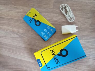 купить телефон техно: Tecno Spark 6, Жаңы, 128 ГБ, түсү - Көгүлтүр, 2 SIM