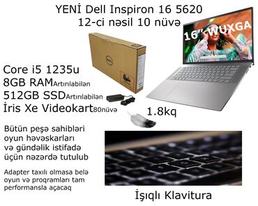 dell laptop ikinci el: Intel Core i5, 8 GB, 16 "