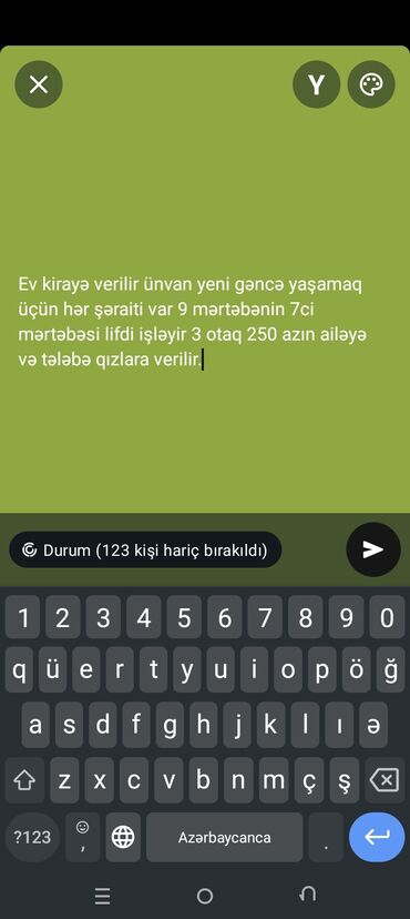 ismayilli kiraye evler: Ev kirayə verilir. Ünvan Yeni Gəncə. Yaşamaq üçün hər şəraiti var. 9