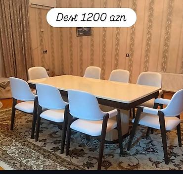 metbex divan desti: 1.Yemək otağı dəsti - Komplekt: 1 böyük masa + 8 ədəd stul - Masa — 1