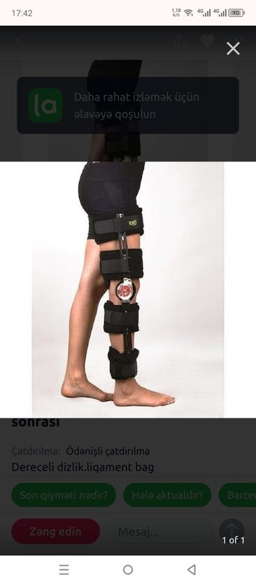 Tibbi maskalar: Məhsul: Dərəcəli diz ortezi (hinged knee brace) Təsvir: - Diz
