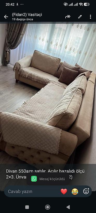 Divan 550azn satılır. Açılır bazalıdı ölçü 2×3. Ünvan Yeni Günəşli lalafo.az -da Divan 550azn satılır. Açılır bazalıdı ölçü 2×3. Ünvan Yeni Günəşli