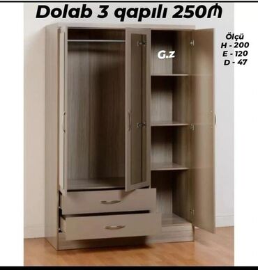 uşaq şkaf: Açılan, 3 qapılı Düz dolab, Şifonyer