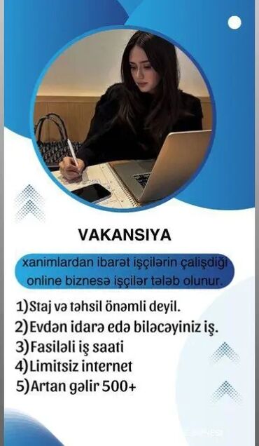 Marketinq, Reklam və PR: Marketoloq tələb olunur, Onlayn iş, İstənilən yaş, Təcrübəsiz