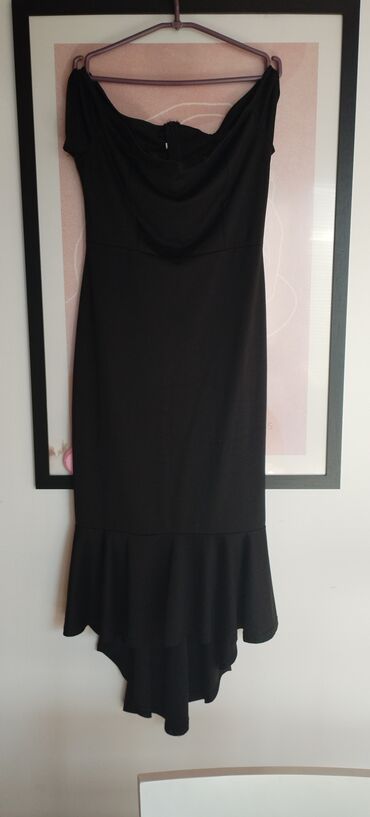 prelepe haljine: L (EU 40), color - Black, Evening, Short sleeves
