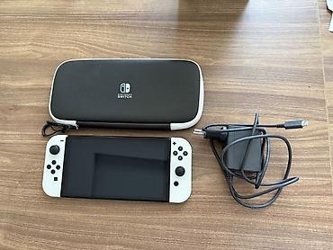 Nintendo Switch: Başlıq: Nintendo Switch OLED (White) — Əla vəziyyətdə + Çexol (Təcili) — 1