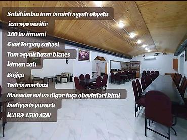 zal: İcarəyə: tam təmirli, tam əşyalı kommersiya obyekti - Ümumi sahə: 160 — 1