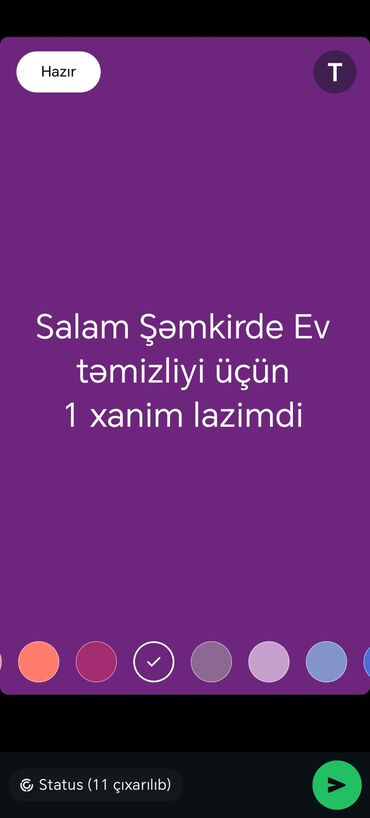 iş xadimə: Xadimə tələb olunur, İstənilən yaş, 1/1, Saatlıq ödəniş