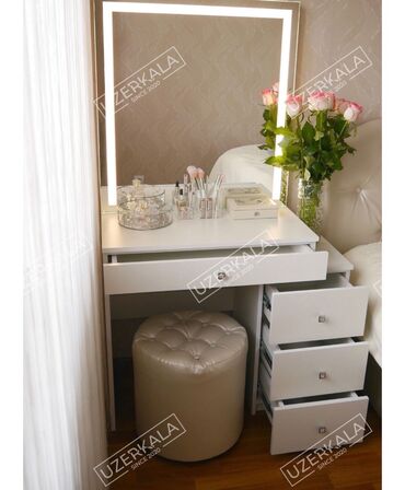 мебель зеркало: Визажный стол с фронтальной Led - подсветкой Высота 160 Ширина 90
