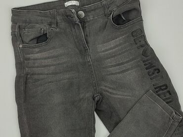 czarne spodnie z wysokim stanem szerokie nogawki: Jeans, 14 years, 158/164, condition - Good