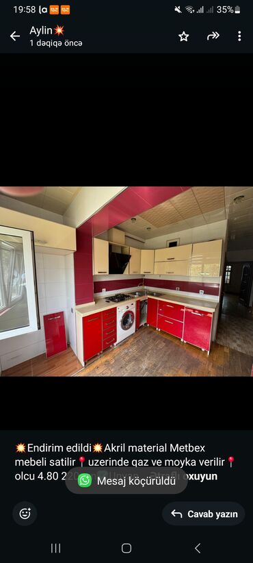 Mebel: 💥Endirim edildi💥Akril material Metbex mebeli satilir📍uzerinde qaz ve