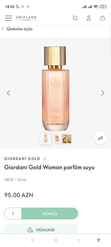 sabina parfum qiymetleri: Giordani Gold woman parfüm suyu 45 AZN