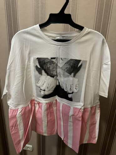 женские летние топы: Футболка, Оверсайз, Zara, Новый, S (EU 36)