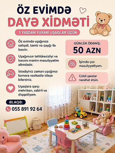 👶 Öz evimdə dayə xidməti 1 yaşdan yuxarı uşaqlara öz evimdə baxıram lalafo.az -da 👶 Öz evimdə dayə xidməti 1 yaşdan yuxarı uşaqlara öz evimdə baxıram
