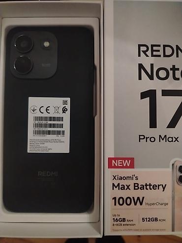 redmi note 17: Xiaomi 512 GB, rəng - Qara, 
 Sensor — 2