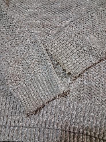 кийим: Эркектердин свитери, M, L, XL, Defacto, Колдонулган, түсү - Саргыч боз, Өзү алып кетүү — 4