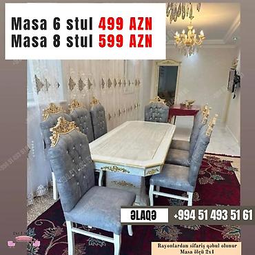 sallanan stullar: Qonaq otağı üçün, Yeni, Açılmayan, Dördbucaq masa, 6 stul — 1