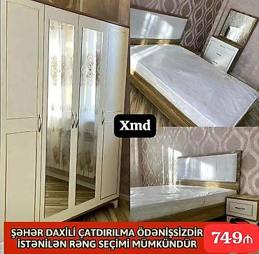 bazali yataq: Yataq otağı mebel dəsti Tərkibi: - 3 qapılı qarderob: iki aynalı orta — 1