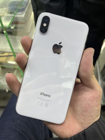 Apple iPhone: IPhone X, Б/у, 256 ГБ, Белый, Защитное стекло, Чехол, 90 %