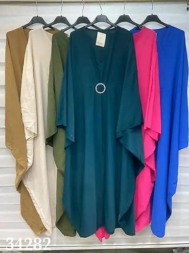 timeout brand: Elegantna duga kaftan/abaja haljina sa V-izrezom i širokim rukavima — 5