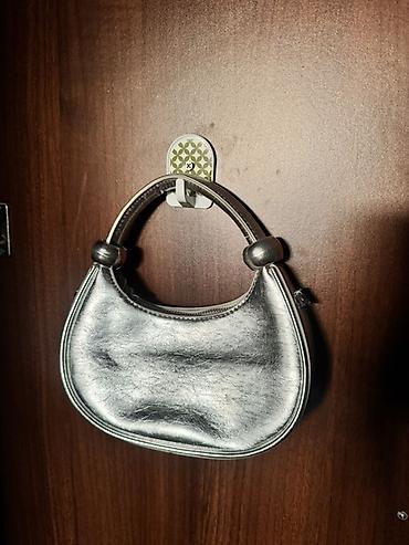 dolce gabbana card holder: Gümüşü rəngli mini çiyin/əl çantası - Forma: aypara (hobo/baguette — 1