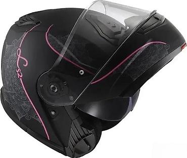 10 cm: LS2 modularna motociklistička kaciga – crna mat sa roze detaljima i — 1