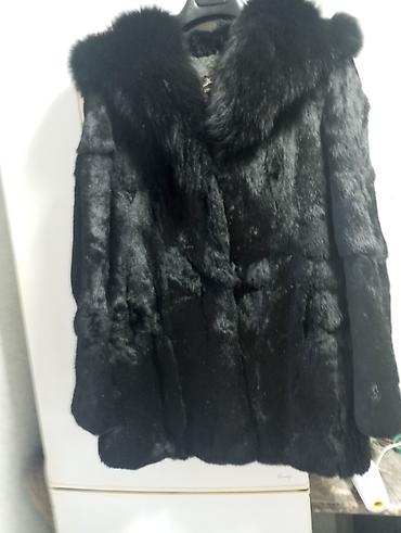 Шубы: Шуба черная,.мех кроликс капишоном — 7