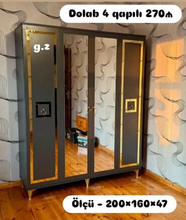 Pufiklər: Açılan, 4 qapılı Düz dolab, Qarderob, paltar dolabı