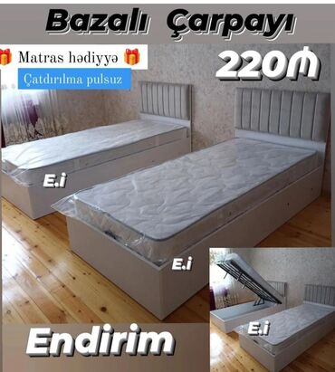 Təknəfərlik çarpayı, Bazalı, Matras ilə, Siyirməsiz